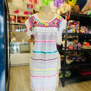Huipil Beautiful unitalla White  Tradicional Mexican Dress