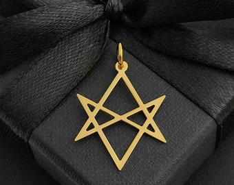 Unicursal hexagram in 18K gold. 18k solid gold hexagram pendant, Thelema, spiritual jewel, protection amulet.