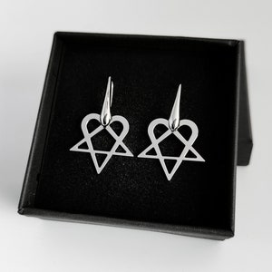 Heartagram earrings, HIM earrings. Women's earrings, gothic earrings, gift for her.