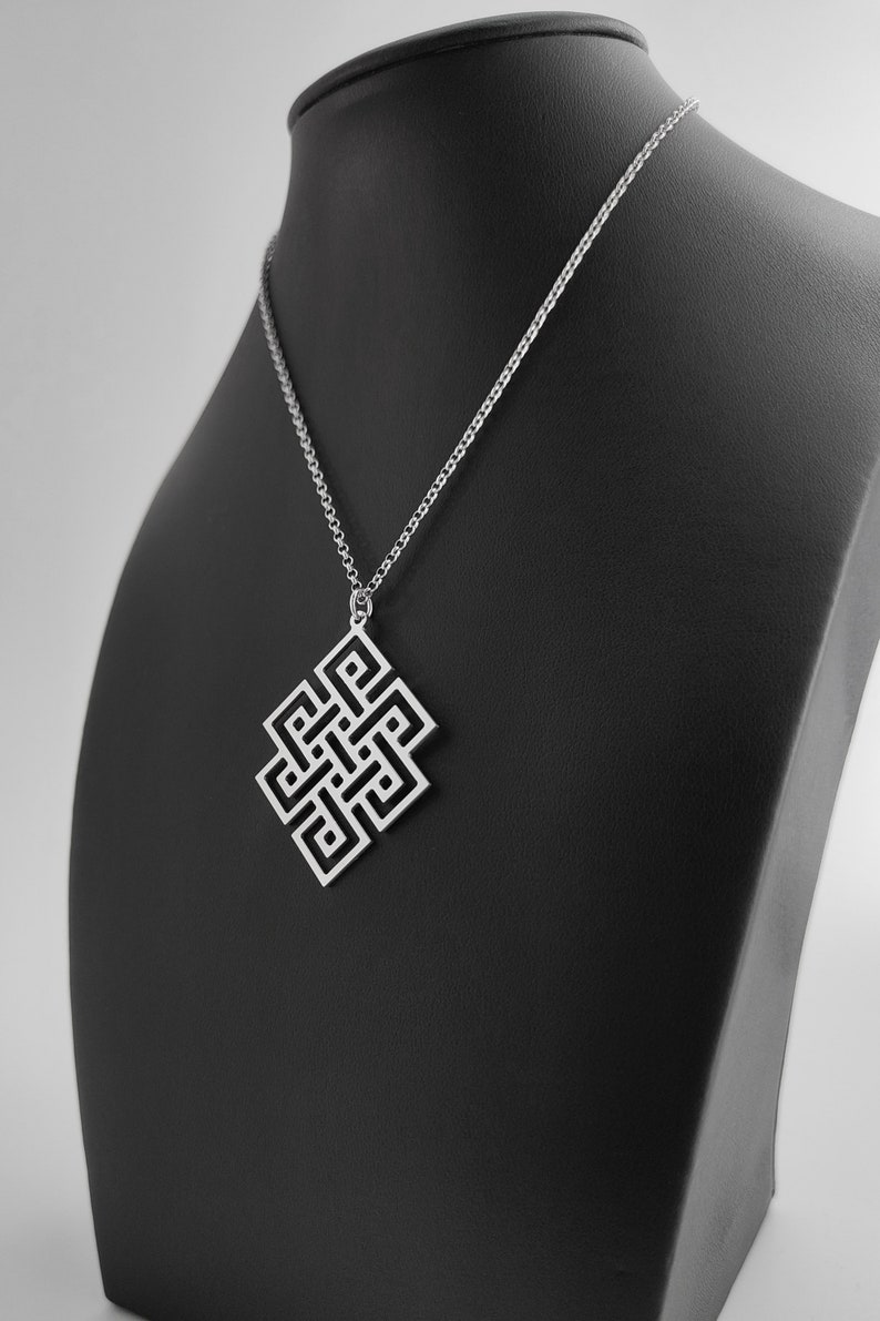 Shrivatsa, infinite knot necklace, eternal knot. Buddhist jewelry, meditation pendant, yoga necklace. image 3