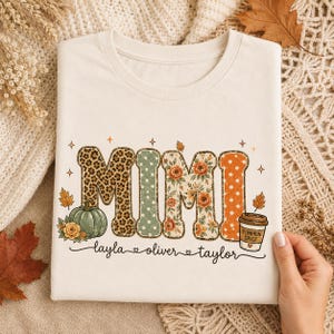 Personligt höstmamma PNG-paket, Nana Mimi Gigi Grammy-designer, leopardblommig pumpakrydda sublimering digital nedladdning bild 3