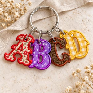 Llavero con letras ITH / Diseño de bordado para etiqueta de bolso con letras / Etiqueta de mochila con monograma occidental /
