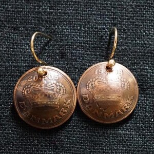 Earrings from coins Denmark 25 Öre coin