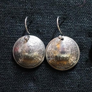 Earrings made of coins Switzerland half Franke coin