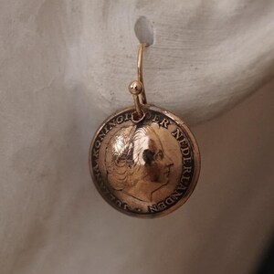 Earrings from coins Netherlands 1 cent coin