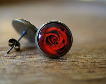Upcycling - Stamp stud earrings - "Rose"