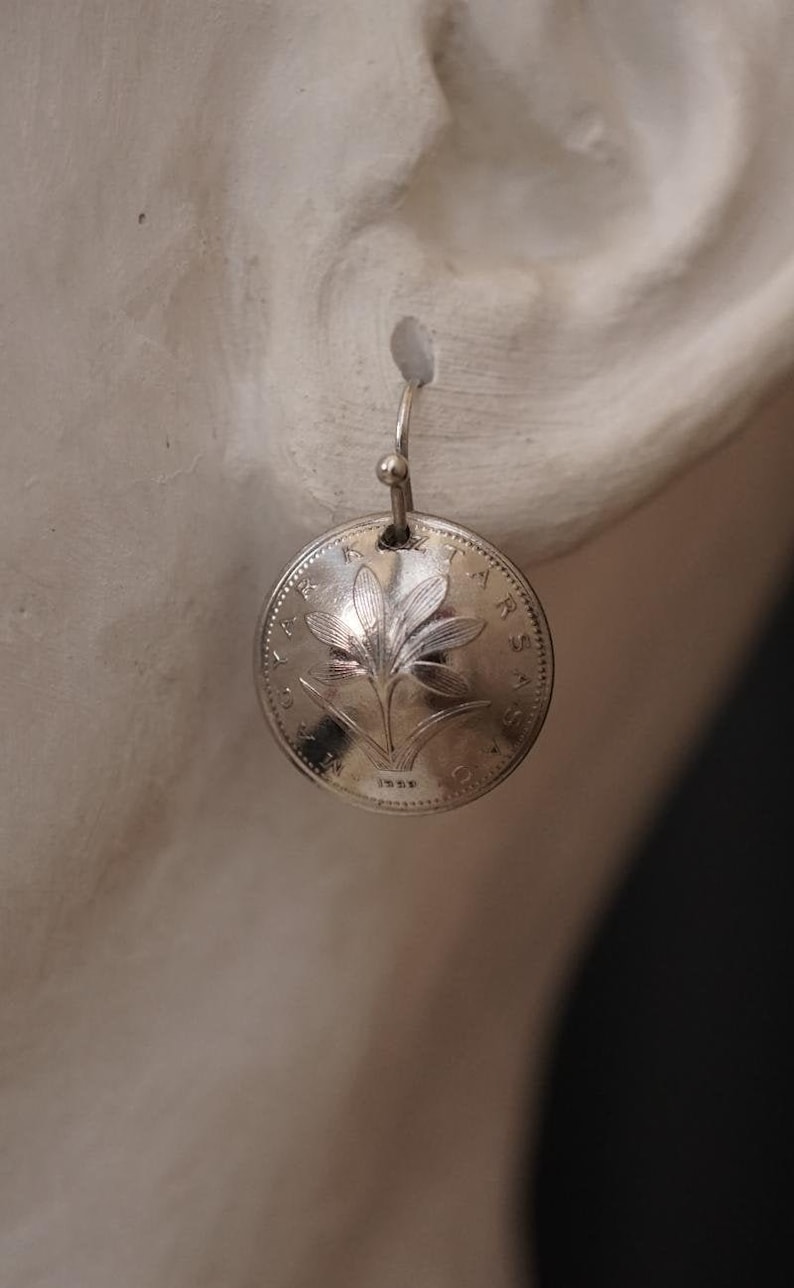 Earrings from coins Hungary 2 Forint coin