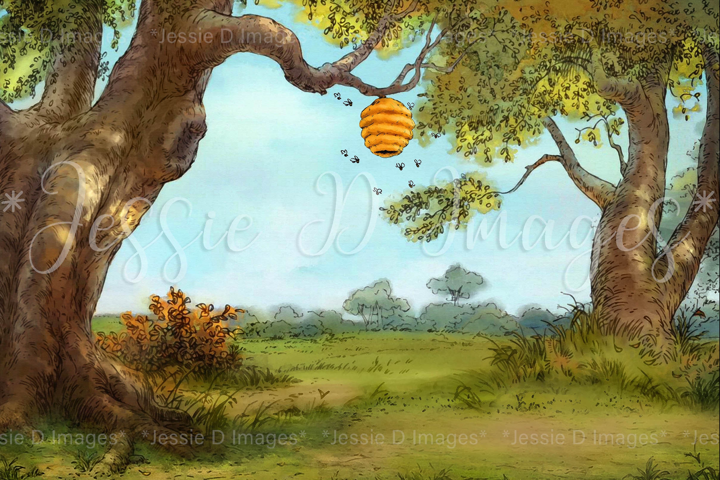 Winnie the Pooh Honey Tree Digital Background - Etsy Winnie the Pooh Honey Tree Digital Background - Etsy