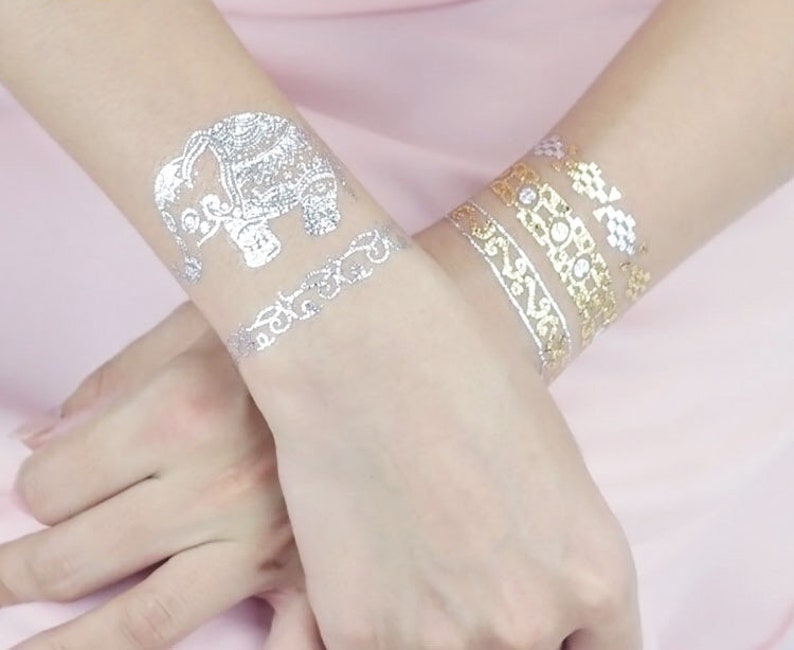 Premium Metallic Tattoos 50 8 Sheets Shimmer Designs in Etsy