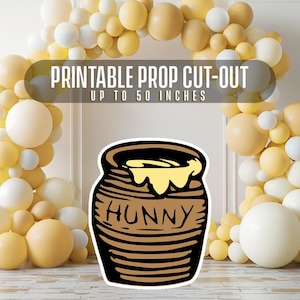 Knipsel honingpot Winnie de Poeh: rekwisiet voor verjaardagsfeestje (digitale download)