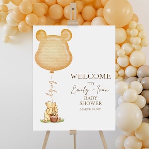 Editable Winnie The Pooh Sign, Winnie The Pooh Baby Shower, Winnie The Pooh Welcome sign for a boy, Winnie baby shower, 9033