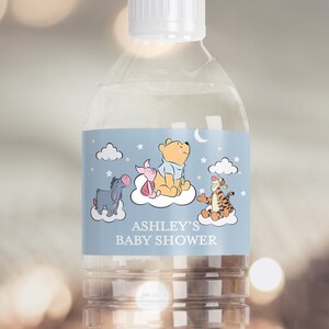 Winnie The Pooh boy water bottle label, Winnie The Pooh Baby Shower, Winnie The Pooh water label, Winnie baby shower-w100
