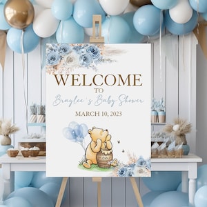 Editable Winnie The Pooh Sign, Winnie The Pooh Baby Shower, Winnie The Pooh Welcome sign for a boy, Winnie baby shower, 15b