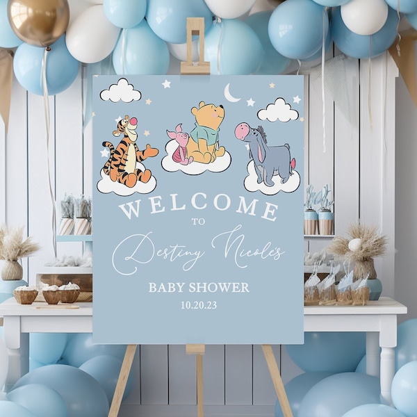 Winnie The Pooh Sign, Winnie The Pooh Baby Shower, Winnie The Pooh Welcome sign for a boy, Winnie baby shower-w100