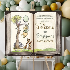 Editable Winnie The Pooh Sign, Winnie The Pooh Baby Shower, Winnie The Pooh Welcome sign for a boy, Winnie baby shower-wbs1