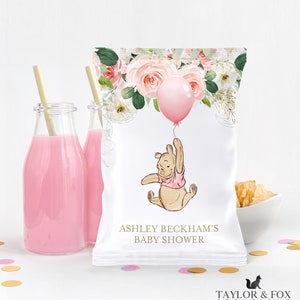 Editable Winnie The Pooh Chip bag Winnie The Pooh Baby Shower, Winnie The Pooh Chip bag for a girl, Winnie baby shower- W4