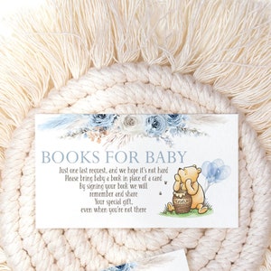 Editable Winnie The Pooh Book Card only, Winnie The Pooh Baby Shower, Winnie The Pooh Book card for a boy, Winnie baby shower, 15b
