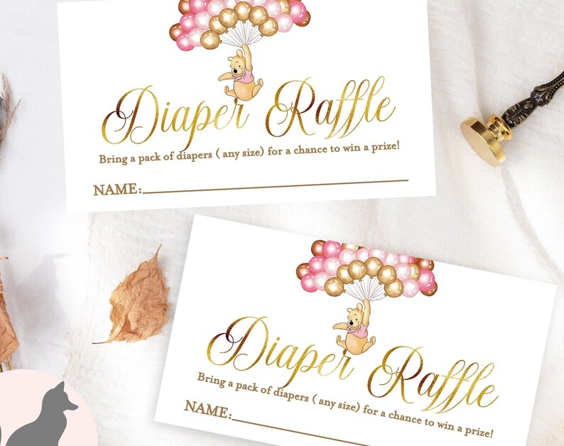 Winnie The Pooh diaper raffle Winnie The Pooh Baby Shower diaper raffle Winnie The Pooh Invitations diaper raffle Winnie baby
