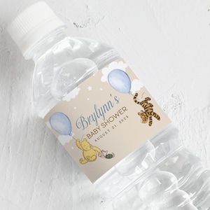 Editable Winnie The Pooh boy water bottle label, Winnie The Pooh Baby Shower, Winnie The Pooh water label, Winnie baby shower, bl1