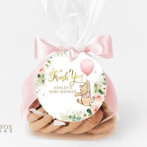Editable Winnie The Pooh Gift tag, favor tag, , Winnie The Pooh Baby Shower, Pink winnie girl gift tagS Winnie baby shower- w4