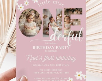 Daisy First Birthday Invitation: Boho Floral Template (Digital Download)