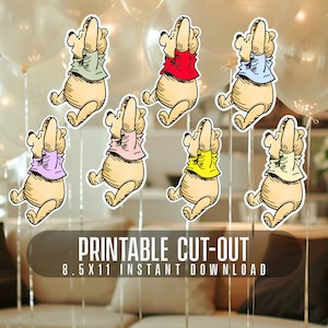 Cutout Decor Winnie The Pooh, Classic Winnie the Pooh Baby Shower, Birthday Party, Cutout Prop, Hanging Prop DIGITAL DOWNLOAD-1