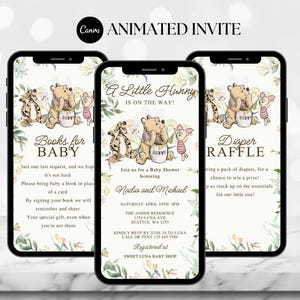 Winnie The Pooh Invitation, Winnie The Pooh Baby Shower Invitations, Winnie The Pooh Invitations Video invitation, Winnie baby shower-wv1