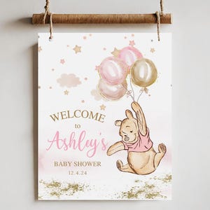 Winnie The Pooh Zeichen, Babyparty Winnie The Pooh, Willkommensschild Winnie The Pooh für ein Mädchen, Winnie Babyparty, Ballon Winnie 14-g