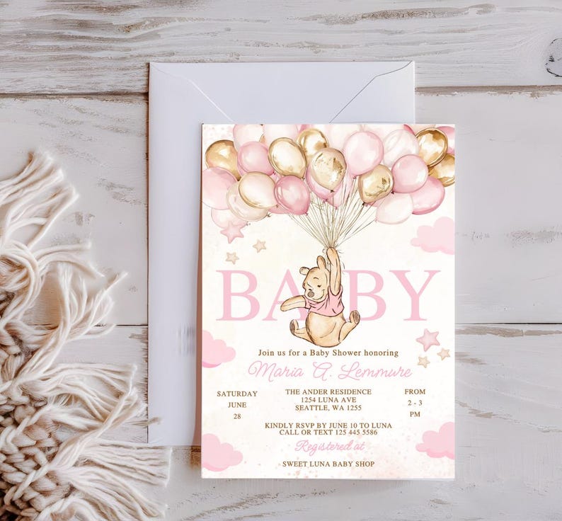 Winnie the Pooh Baby Shower Invitations
