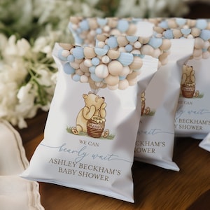 Editable Winnie The Pooh boy Chip bag Winnie The Pooh Baby Shower, Winnie The Pooh Chip bag for a boy, Winnie baby shower, w7