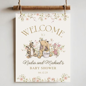 Winnie de Pooh-bord, Winnie de Poeh-babyshower, Winnie de Pooh-welkomstbord genderneutraal, Winnie-babyshower Winnie de Poeh-bord-yw8