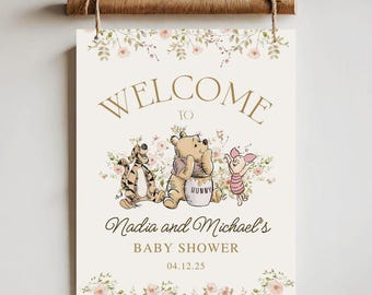 Winnie the Pooh Baby Shower Welcome Sign (Digital Template)