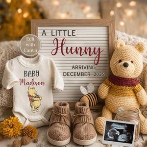 Anuncio de embarazo digital, Winnie the Pooh, Redes sociales, Facebook, Instagram, Con ecografía, Anuncio de embarazo digital, Winnie-9