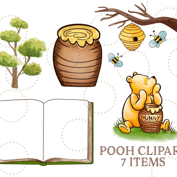 Winnie clipart, Winnie clipart, Winnie png, Libro de Winnie the pooh, Libro abierto winnie honey pot