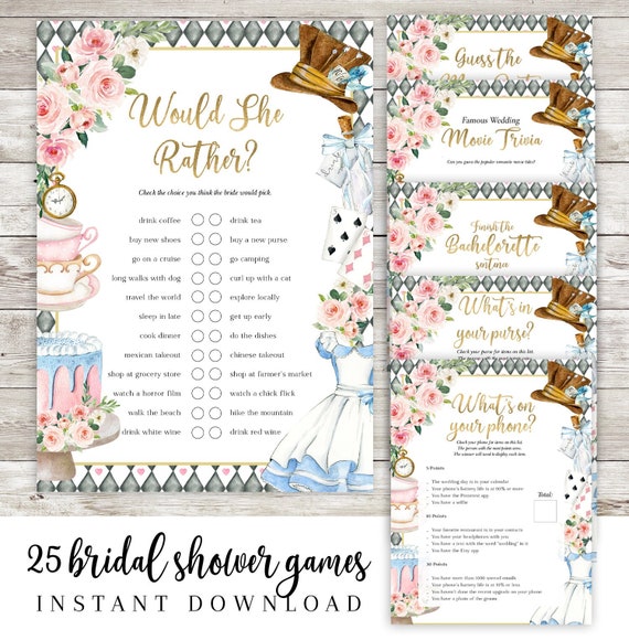 Alice in Wonderland Bridal Shower Games: Mad Hatter Tea Party (PDF) - Etsy