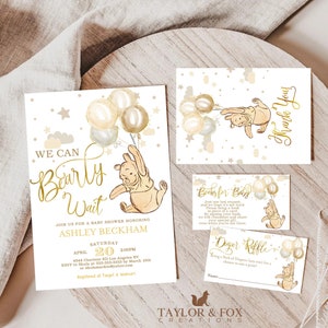 Winnie The Pooh Invitation, Winnie The Pooh Baby Shower Invitations Gender Neutral, Winnie The Pooh Invitations Winnie baby shower - 16g