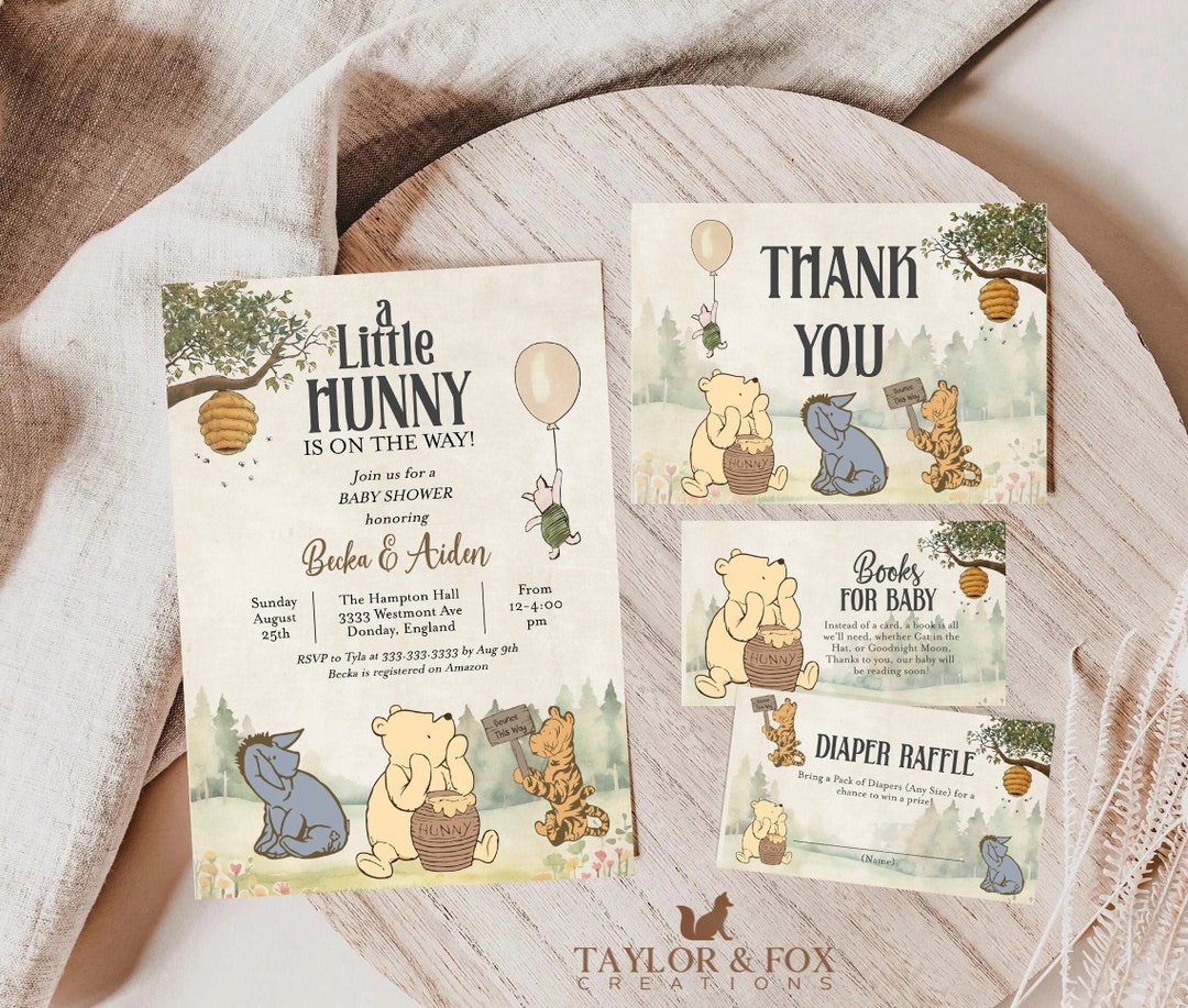 Winnie the Pooh Invitation, Winnie the Pooh Baby Shower Invitations