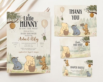 Winnie The Pooh Invitation, Winnie The Pooh Baby Shower Invitations Classic Winnie, Winnie The Pooh Bundle Winnie baby shower - wi11