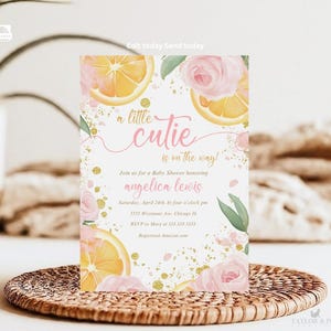 Little Cutie Baby Shower Invitation Oranges, Citrus Baby Shower Invitation Suite, oranges fruit Baby Shower Citrus Theme -1