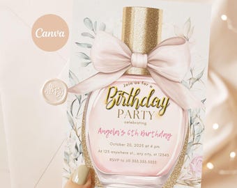 Nail polish invitation glam party birthday invitation, Spa glam party invite, makeup invite, birthday instant download glam invitation- gb07