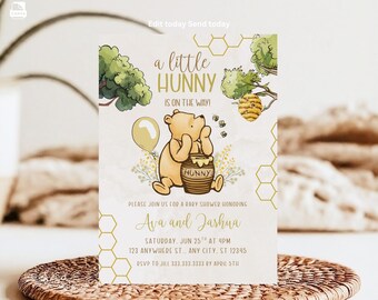 Winnie the Pooh Baby Shower Invitation Template (Digital Download)