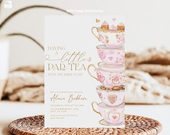 Bridal Shower Tea Party Invitation: Floral Design (Canva Template)