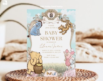 Winnie the Pooh Baby Shower Invitation: Neutral Theme (Digital Template)