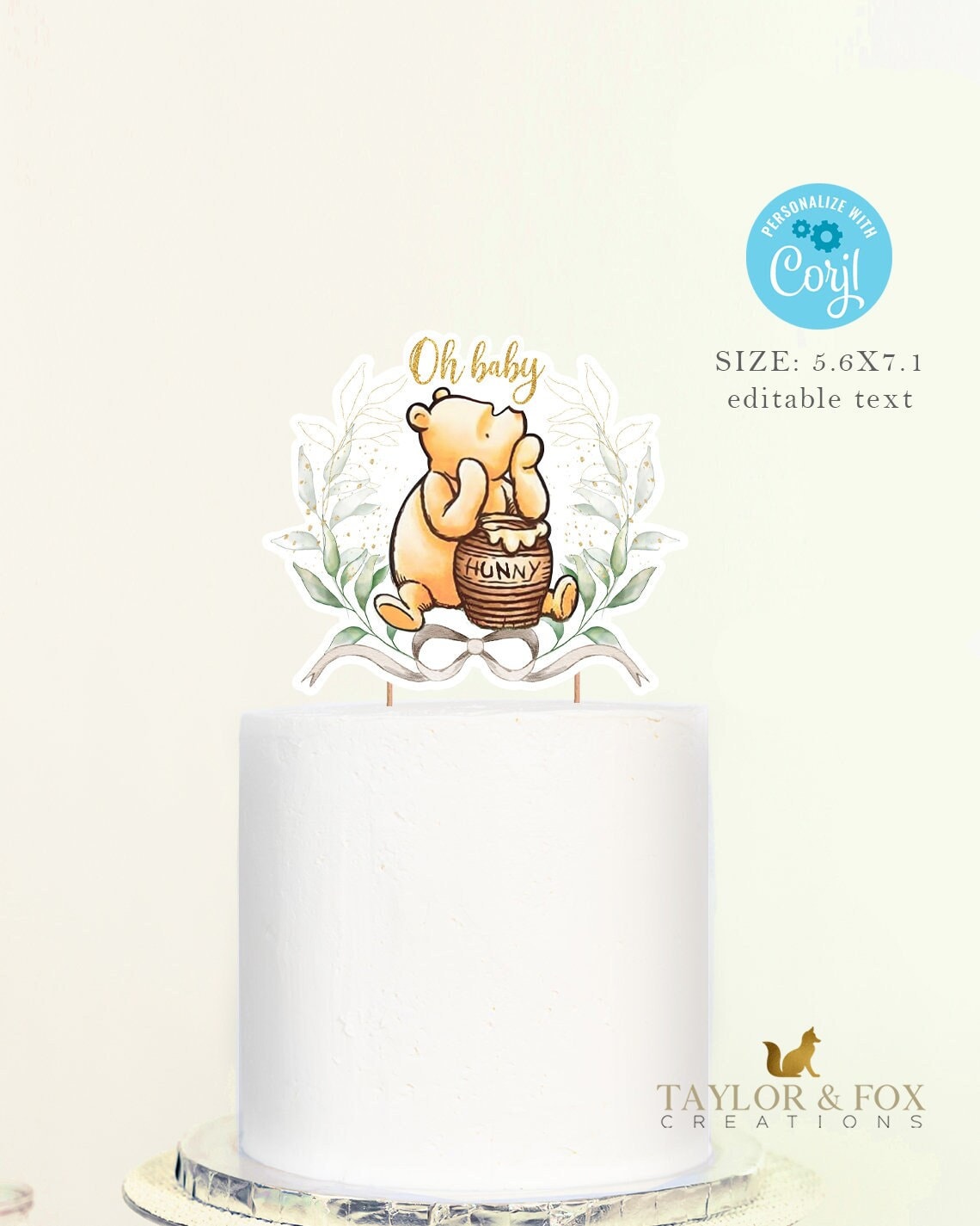 Winnie the Pooh Centerpieces Baby Shower Decoration Hunny Rabbit Tigger Roo  Decor Cutouts Cake Topper Printable Digital