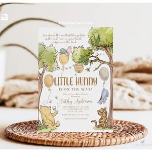 Winnie The Pooh Invitation only, Pooh Baby Shower Invitations, Winnie Template Invitations gender neutral, Winnie baby shower-13