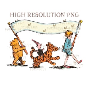 Winnie clipart, Winnie clipart, Winnie png, Winnie the pooh Christopher Robin, Banner clipart, Marching Classic pooh