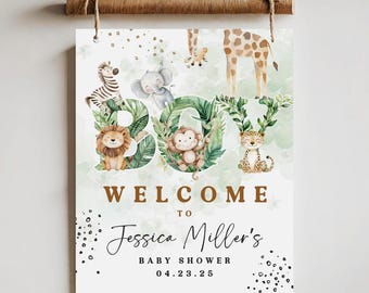 Jungle Baby shower welcome sign, Safari baby shower sign, Zoo baby shower welcome, Jungle safari baby shower sign, jungle theme-1