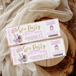 Bearbeitbare Spa-Geburtstagseinladung, Spa-Party einladen, make-up-einladung, download-Mädchen-Geburtstagskarte-t2