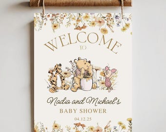 Winnie the Pooh Baby Shower Welcome Sign (Digital Template)