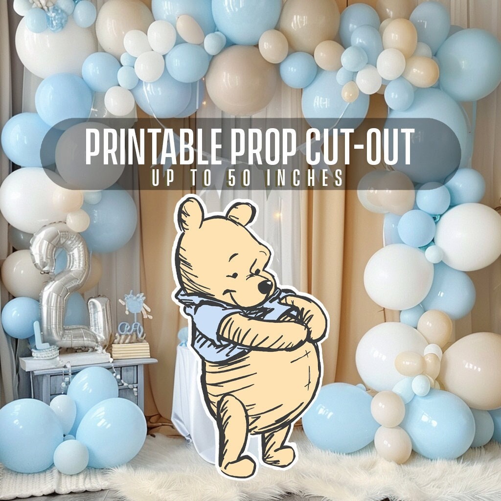 Cutout Decor Winnie The Pooh, Classic Winnie the Pooh Baby Shower, Birthday Party, Cutout Prop, Stand Up Prop DIGITAL DOWNLOAD-winh1a
